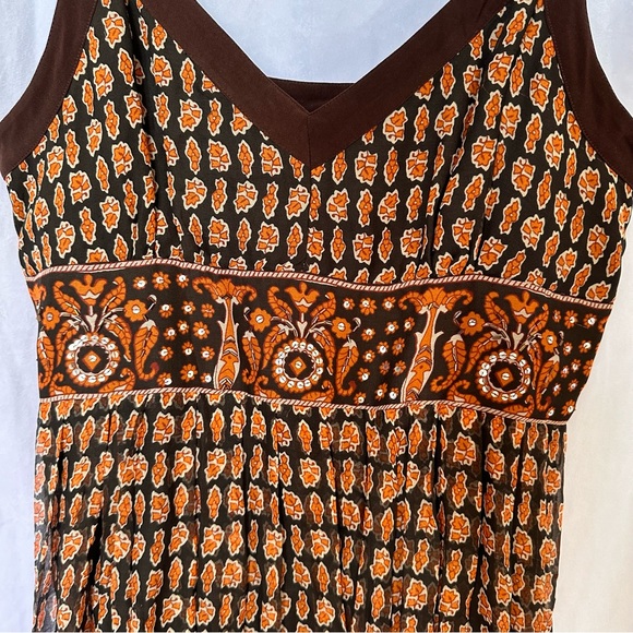 Signature By Robbie Bee women flowery Maxi dress brown orange size 16 - Picture 3 of 10